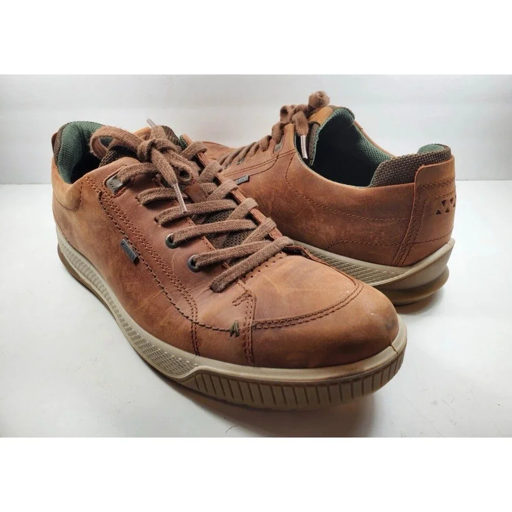 Men's Brown Leather Lace-Up Fashion Sneakers